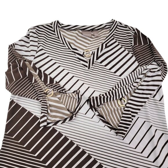 Chico’s V-Neck Split Sleeve Stretch Women’s Tunic Top - Size 1 (Medium) - Picture 5 of 14